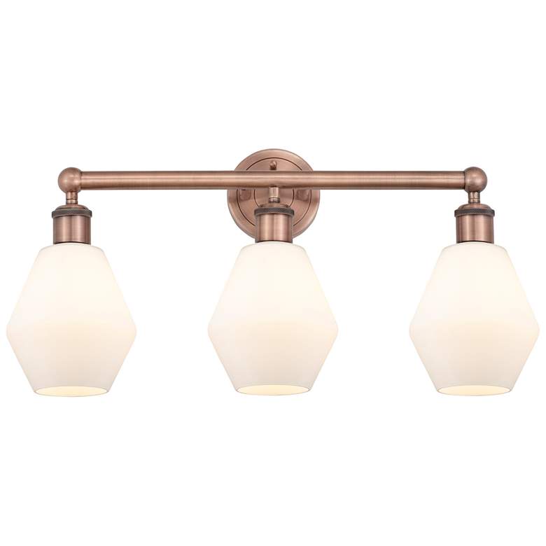 Image 1 Cindyrella 24"W 3 Light Antique Copper Bath Light With Cased White Sha