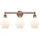 Cindyrella 24"W 3 Light Antique Copper Bath Light With Cased White Sha