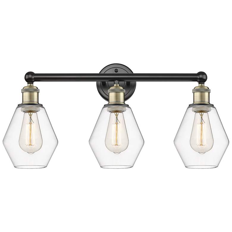 Image 1 Cindyrella 24"W 3 Light Black Antique Brass Bath Light With Clear Shad