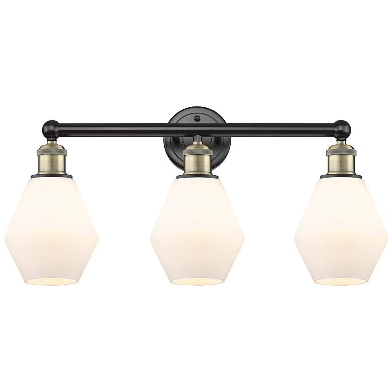 Image 1 Cindyrella 24"W 3 Light Black Brass Bath Light With Cased White Shade
