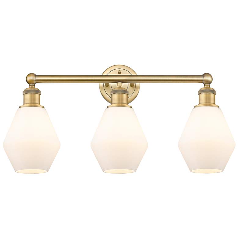 Image 1 Cindyrella 24"W 3 Light Brushed Brass Bath Light With Cased White Shad