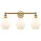 Cindyrella 24"W 3 Light Brushed Brass Bath Light With Cased White Shad