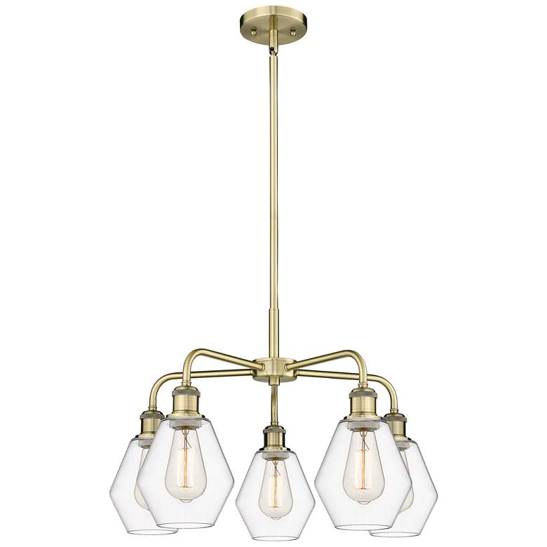 Image 1 Cindyrella 24"W 5 Light Antique Brass Stem Hung Chandelier With Clear