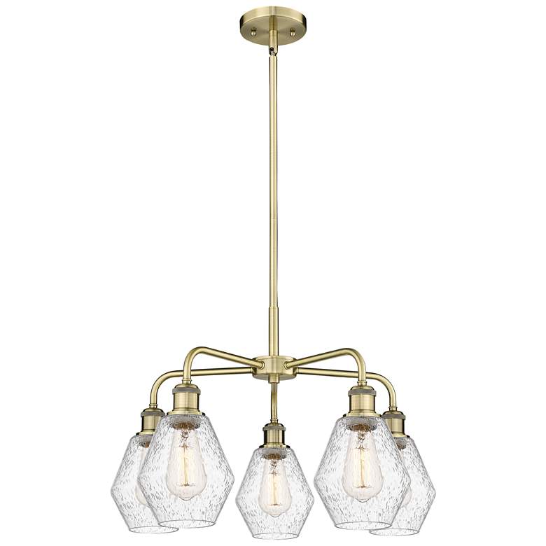 Image 1 Cindyrella 24"W 5 Light Antique Brass Stem Hung Chandelier With Seedy