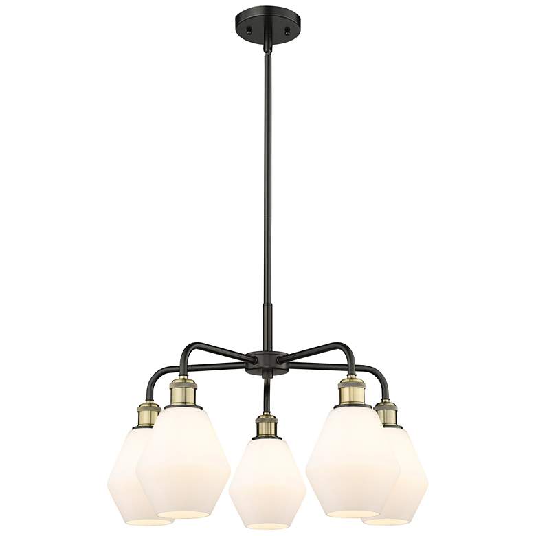 Image 1 Cindyrella 24"W 5 Light Black Brass Stem Chandelier w/ Cased White Sha