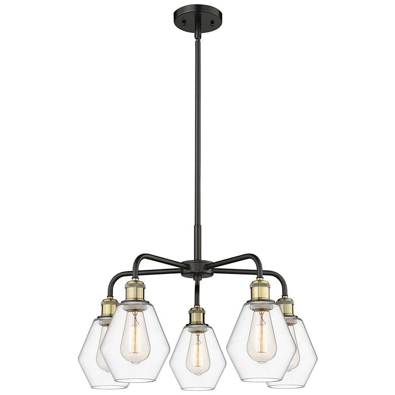 Image 1 Cindyrella 24"W 5 Light Black Brass Stem Hung Chandelier With Clear Sh
