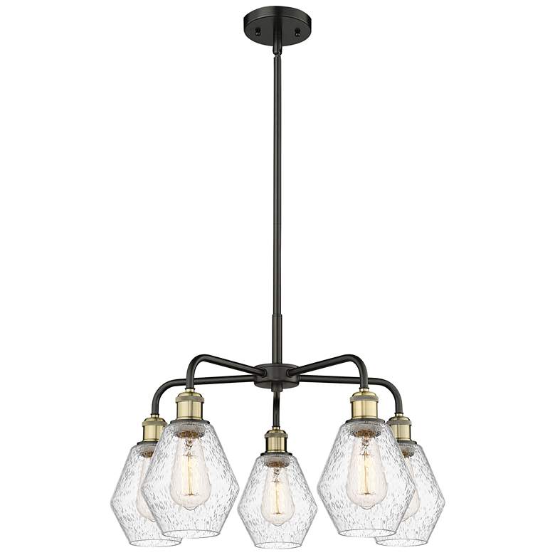 Image 1 Cindyrella 24"W 5 Light Black Brass Stem Hung Chandelier With Seedy Sh