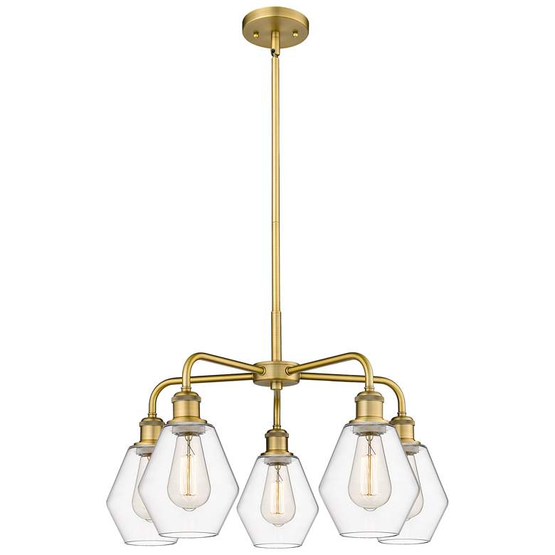 Image 1 Cindyrella 24"W 5 Light Brushed Brass Stem Hung Chandelier With Clear