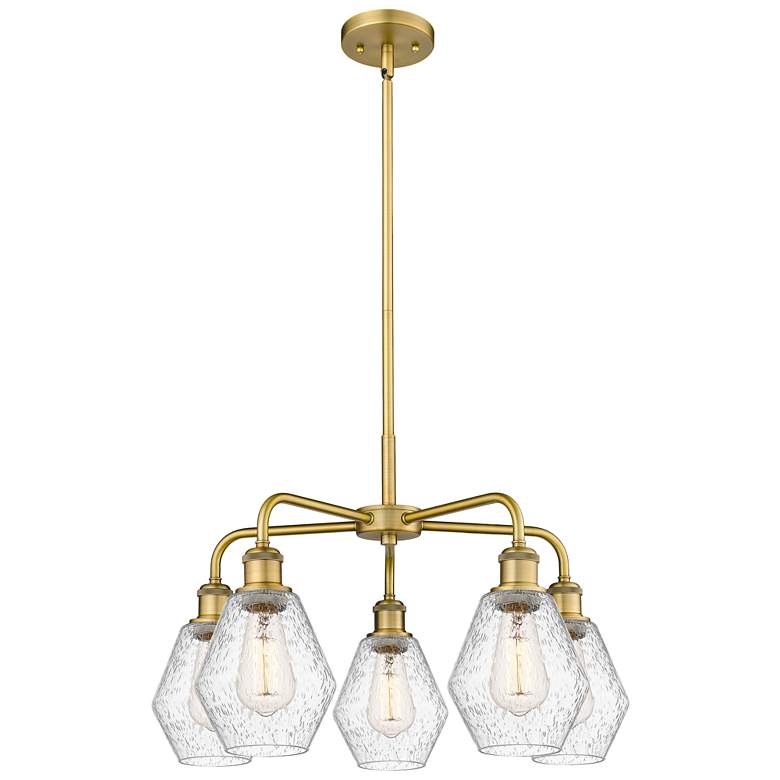 Image 1 Cindyrella 24"W 5 Light Brushed Brass Stem Hung Chandelier With Seedy