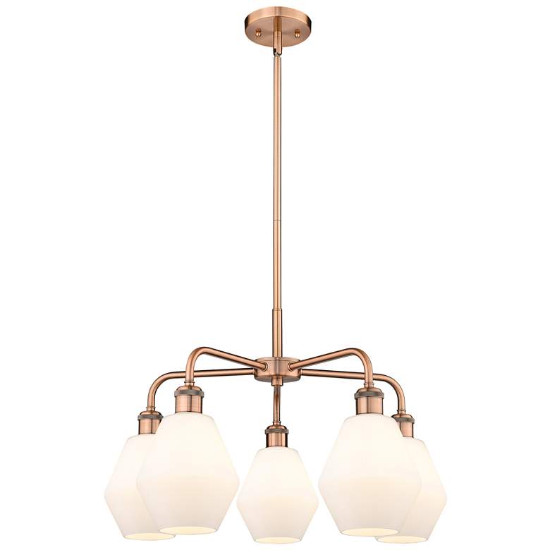 Image 1 Cindyrella 24 inchW 5 Light Copper Stem Hung Chandelier With Cased White S
