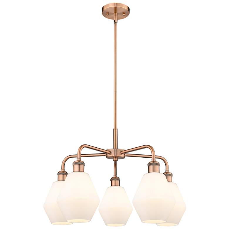 Image 1 Cindyrella 24"W 5 Light Copper Stem Hung Chandelier With Cased White S