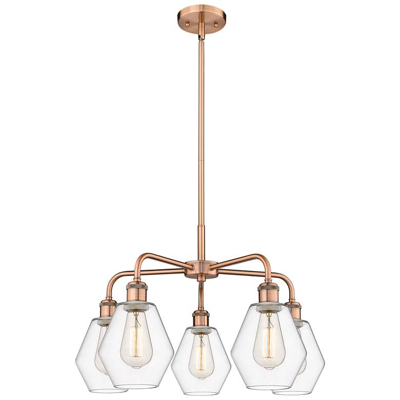 Image 1 Cindyrella 24"W 5 Light Copper Stem Hung Chandelier With Clear Shade