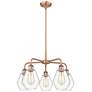 Cindyrella 24"W 5 Light Copper Stem Hung Chandelier With Clear Shade