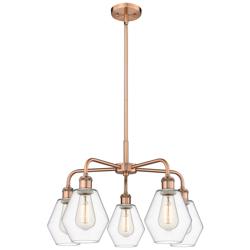 Cindyrella 24&quot;W 5 Light Copper Stem Hung Chandelier With Clear Shade