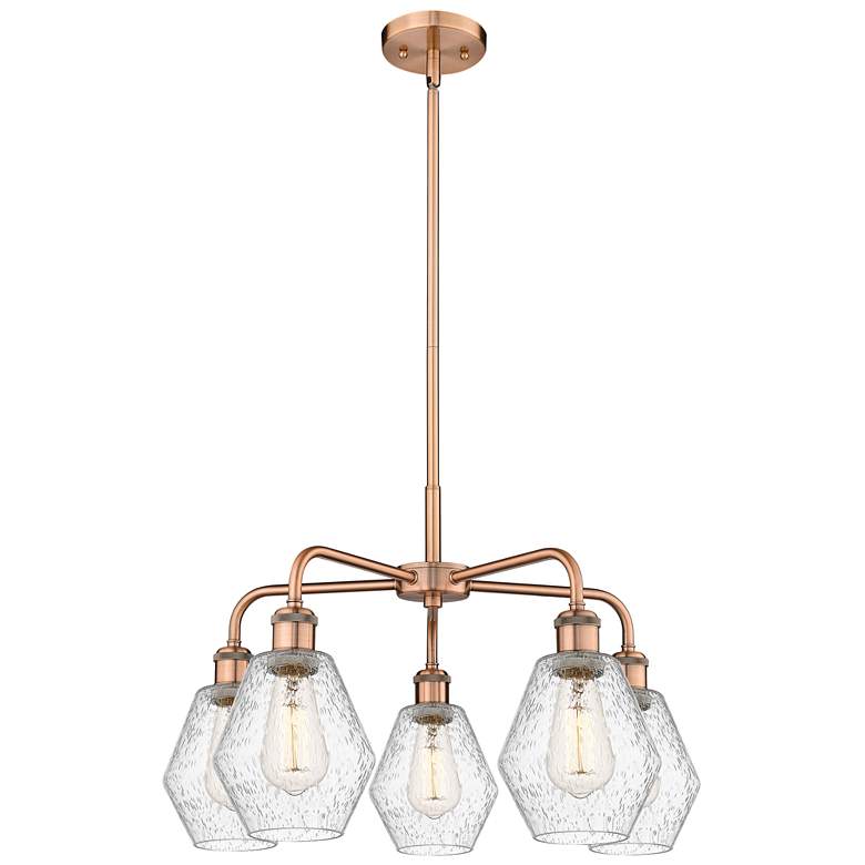 Image 1 Cindyrella 24"W 5 Light Copper Stem Hung Chandelier With Seedy Shade