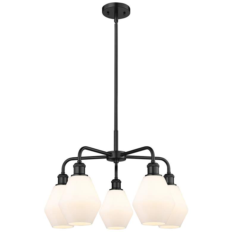 Image 1 Cindyrella 24"W 5 Light Matte Black Stem Chandelier w/ Cased White Sha
