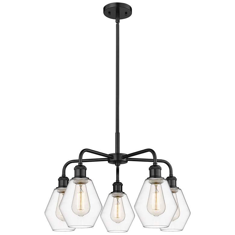 Image 1 Cindyrella 24"W 5 Light Matte Black Stem Hung Chandelier With Clear Sh