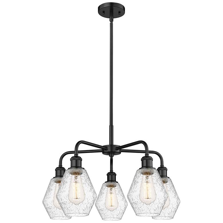 Image 1 Cindyrella 24"W 5 Light Matte Black Stem Hung Chandelier With Seedy Sh