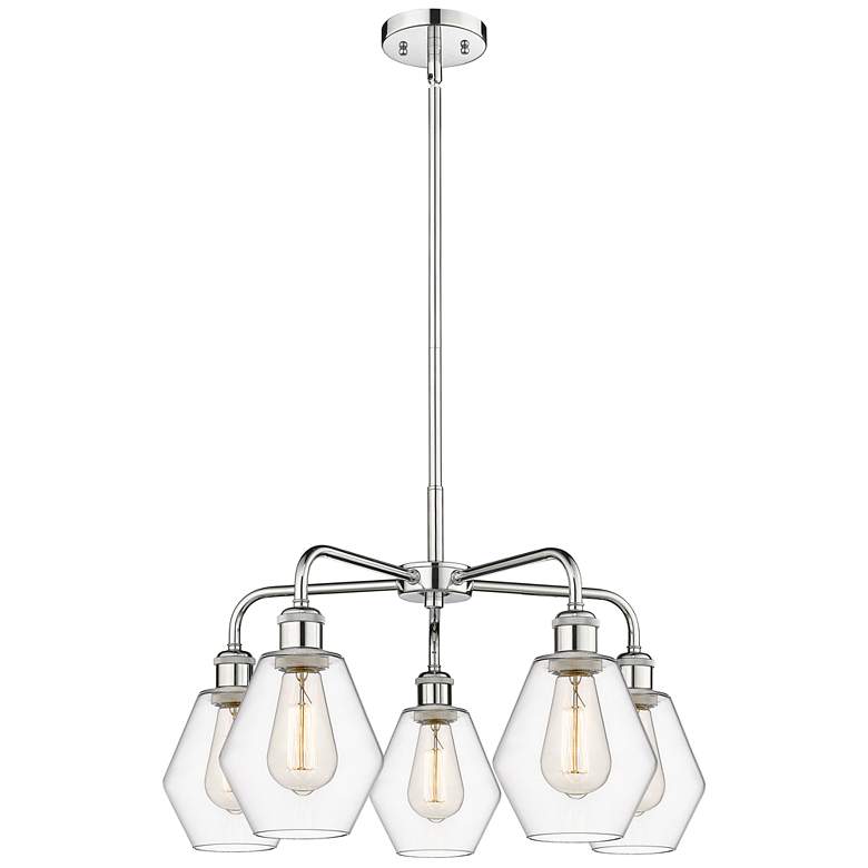 Image 1 Cindyrella 24"W 5 Light Polished Chrome Stem Hung Chandelier w/ Clear