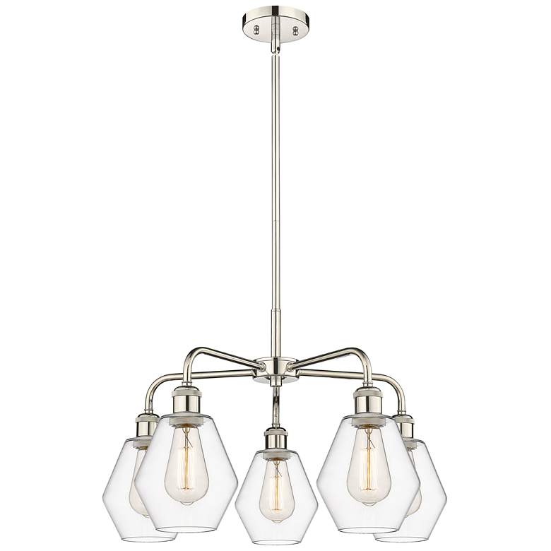 Image 1 Cindyrella 24"W 5 Light Polished Nickel Stem Hung Chandelier w/ Clear