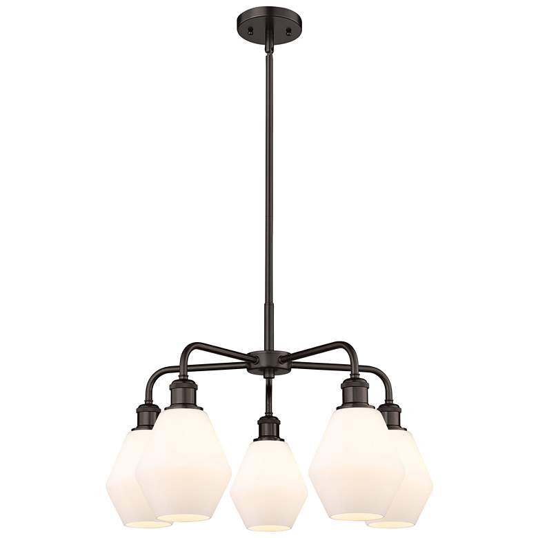 Image 1 Cindyrella 24"W 5 Light Rubbed Bronze Stem Chandelier w/ Cased White S