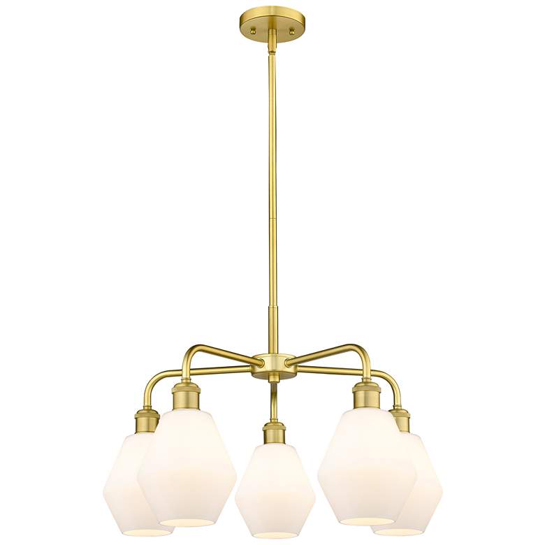 Image 1 Cindyrella 24"W 5 Light Satin Gold Stem Chandelier w/ Cased White Shad