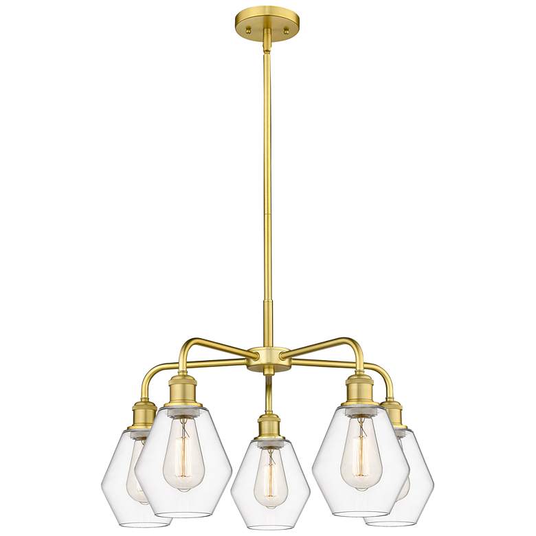 Image 1 Cindyrella 24"W 5 Light Satin Gold Stem Hung Chandelier With Clear Sha