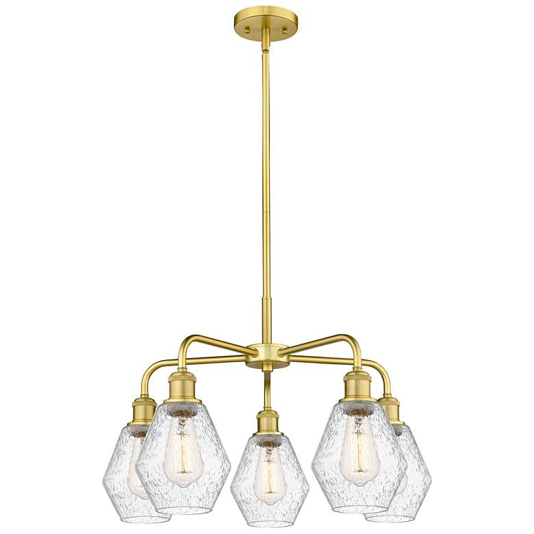 Image 1 Cindyrella 24"W 5 Light Satin Gold Stem Hung Chandelier With Seedy Sha