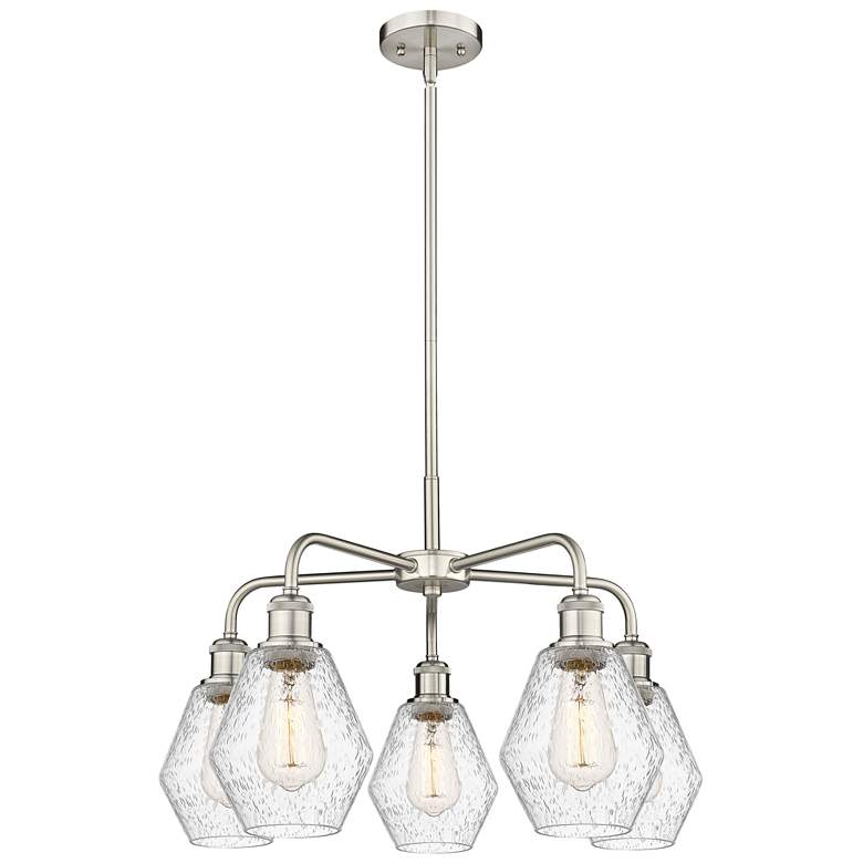 Image 1 Cindyrella 24"W 5 Light Satin Nickel Stem Hung Chandelier With Seedy S