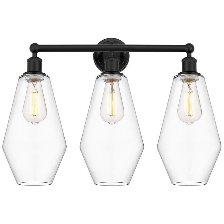Image 1 Cindyrella 25" Wide 3 Light Matte Black Bath Vanity Light With Clear S