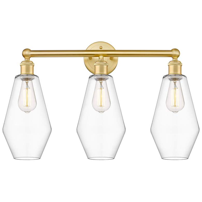 Image 1 Cindyrella 25" Wide 3 Light Satin Gold Bath Vanity Light With Clear Sh