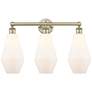 Cindyrella 25"W 3 Light Antique Brass Bath Light With Cased White Shad