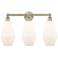 Cindyrella 25"W 3 Light Antique Brass Bath Light With Cased White Shad