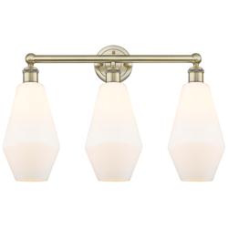 Cindyrella 25"W 3 Light Antique Brass Bath Light With Cased White Shad