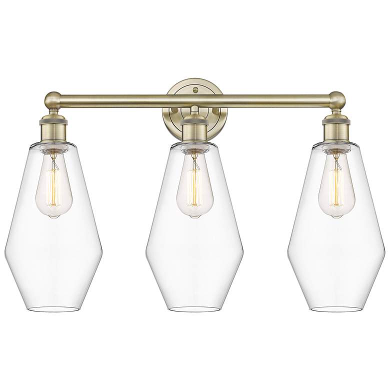 Image 1 Cindyrella 25"W 3 Light Antique Brass Bath Vanity Light With Clear Sha