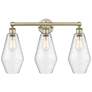 Cindyrella 25"W 3 Light Antique Brass Bath Vanity Light With Seedy Sha