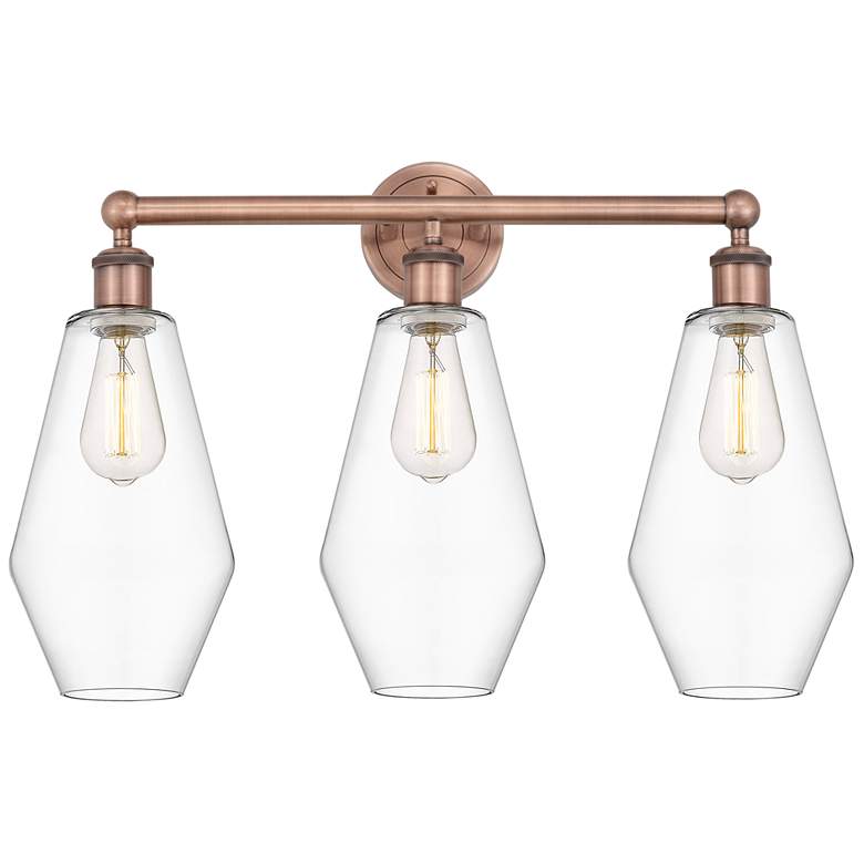 Image 1 Cindyrella 25"W 3 Light Antique Copper Bath Vanity Light With Clear Sh