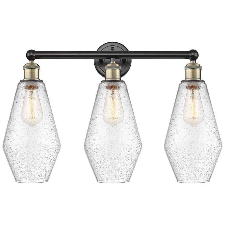 Image 1 Cindyrella 25"W 3 Light Black Antique Brass Bath Light With Seedy Shad