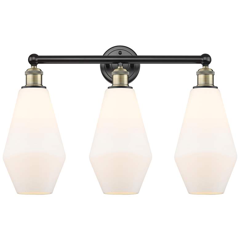 Image 1 Cindyrella 25"W 3 Light Black Brass Bath Light With Cased White Shade