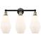 Cindyrella 25"W 3 Light Black Brass Bath Light With Cased White Shade