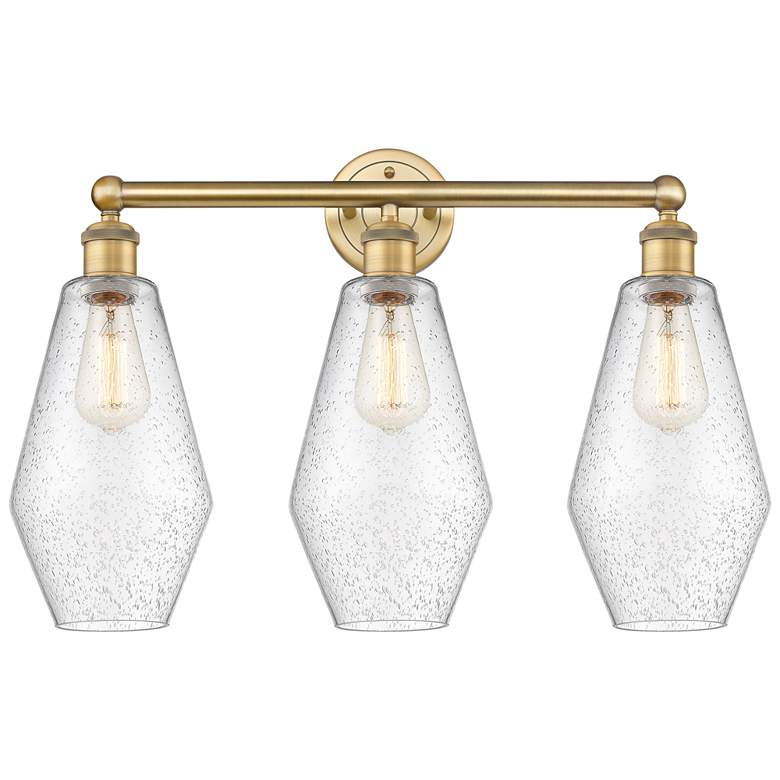 Image 1 Cindyrella 25"W 3 Light Brushed Brass Bath Vanity Light With Seedy Sha
