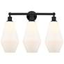Cindyrella 25"W 3 Light Matte Black Bath Light w/ Cased Matte White Sh