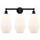 Cindyrella 25"W 3 Light Matte Black Bath Light w/ Cased Matte White Sh