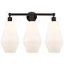 Cindyrella 25"W 3 Light Oil Rubbed Bronze Bath Light w/ Matte White Sh