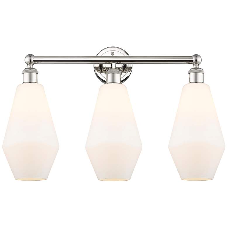 Image 1 Cindyrella 25"W 3 Light Polished Nickel Bath Light With Cased White Sh
