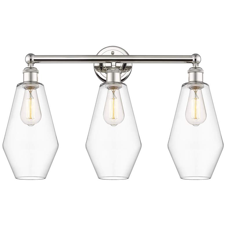 Image 1 Cindyrella 25"W 3 Light Polished Nickel Bath Vanity Light With Clear S