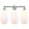 Cindyrella 25"W 3 Light Satin Nickel Bath Light w/ Cased Matte White S