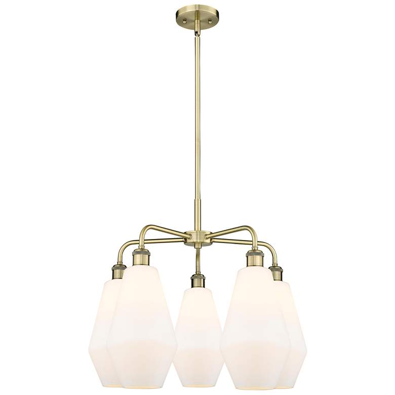 Image 1 Cindyrella 25"W 5 Light Antique Brass Stem Chandelier w/ Cased White S
