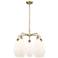 Cindyrella 25"W 5 Light Antique Brass Stem Chandelier w/ Cased White S