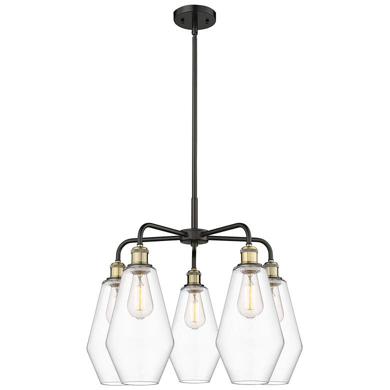 Image 1 Cindyrella 25"W 5 Light Black Brass Stem Hung Chandelier With Clear Sh